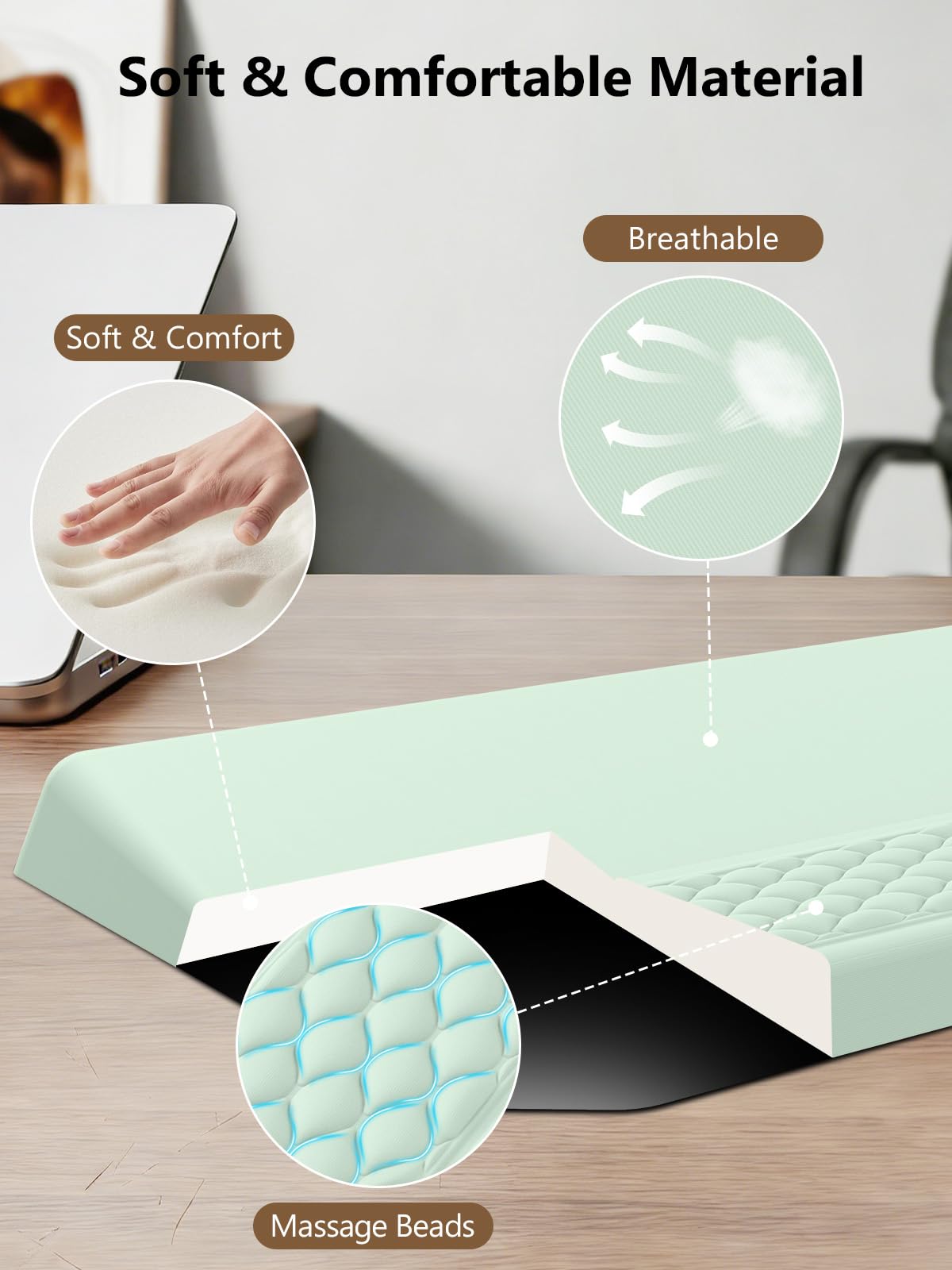 2-in-1 Ergonomic Keyboard Stand with Wrist Rest, Light Green