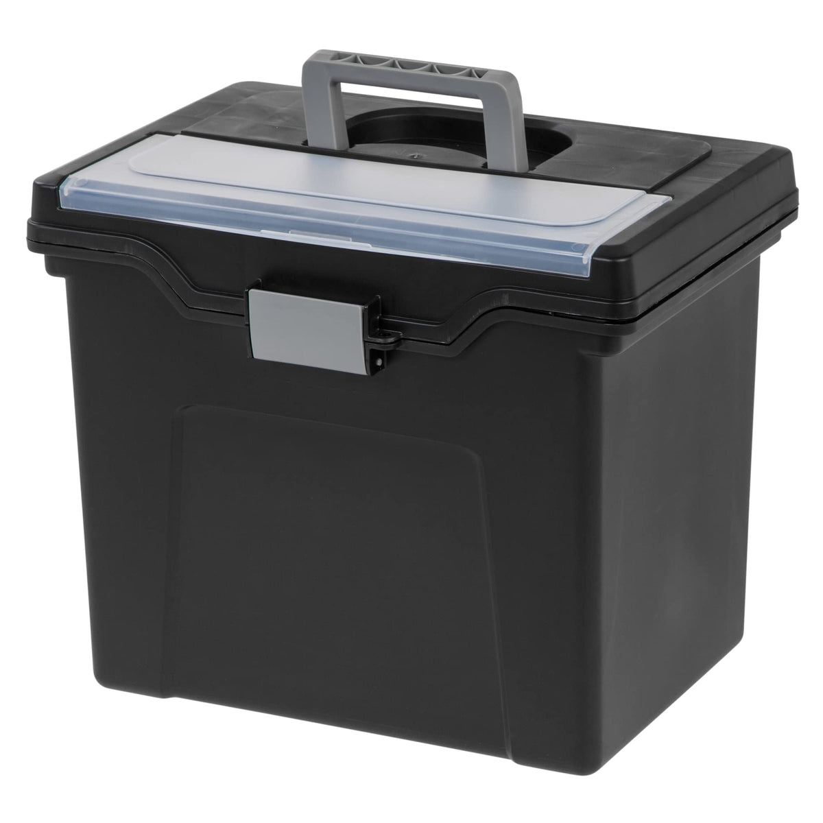 Office Depot Large Mobile File Box, Letter Size, 11 5/8in.H x 13 3/8in.W x 10in.D, Black/Silver