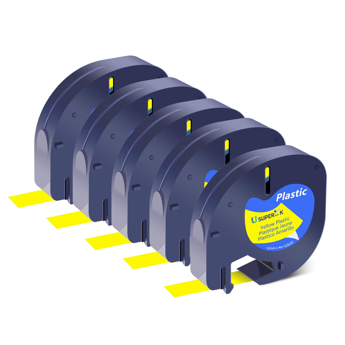 USUPERINK 5PK Compatible for Dymo LetraTag Refills 91202 91222 91332 59423 S0721620 Yellow Plastic