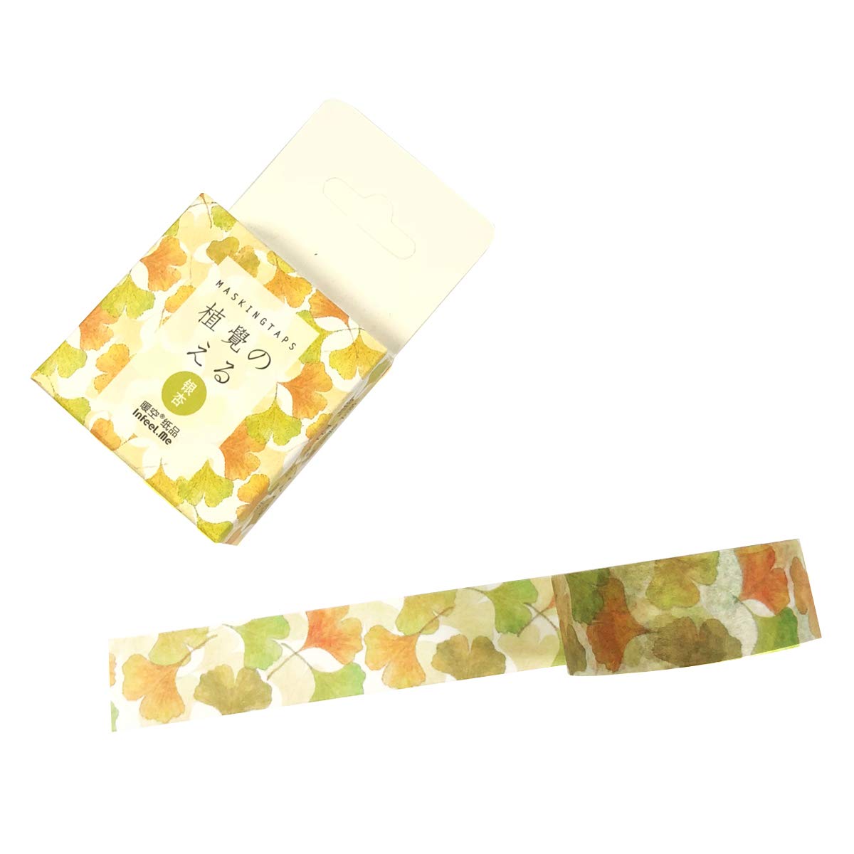 Wrapables Flowers and Greens Washi Masking Tape, 15mm x 7m Orange Leaves