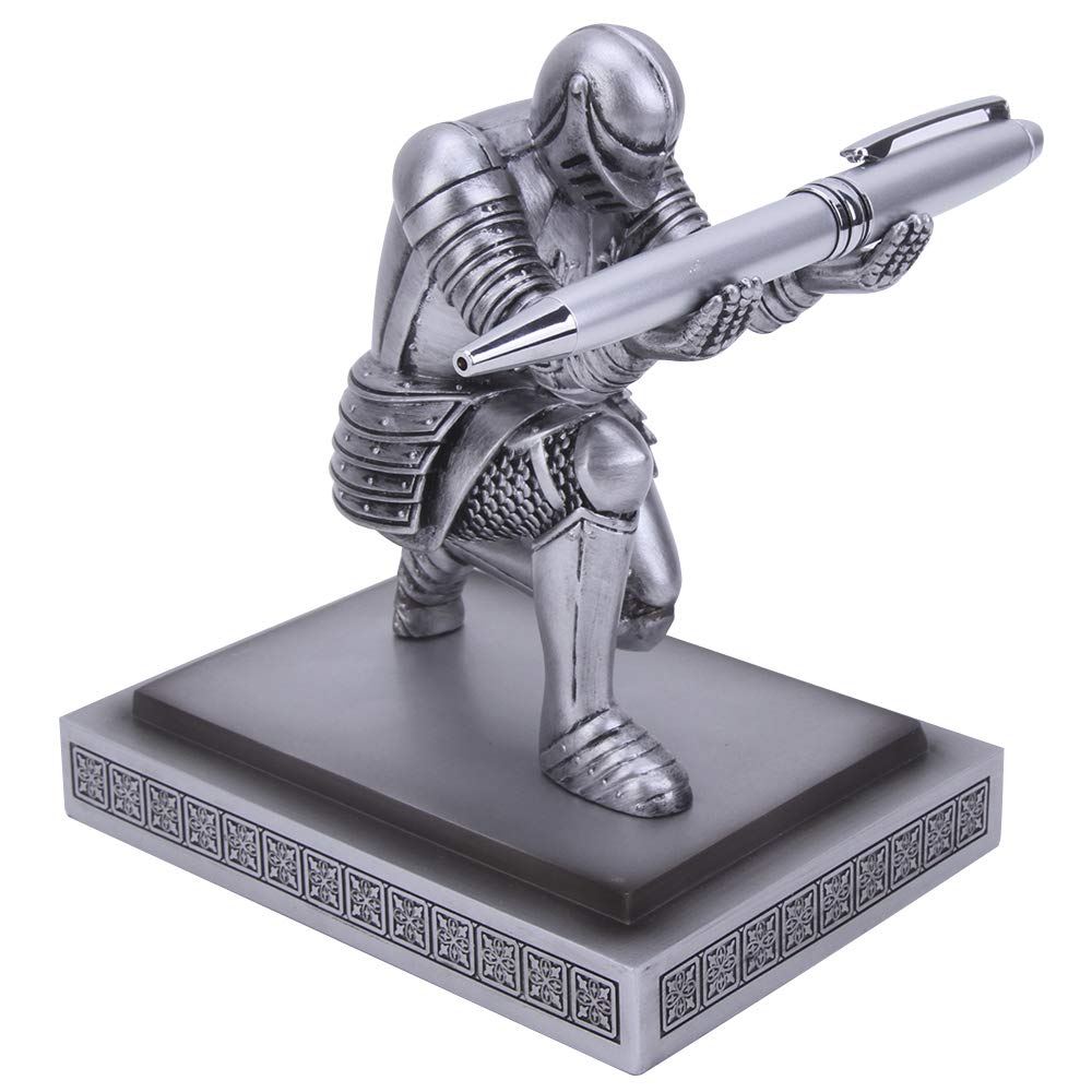 Amoysanli Knight Pen Holder Desk Organizers and Accessories as Gift Silver
