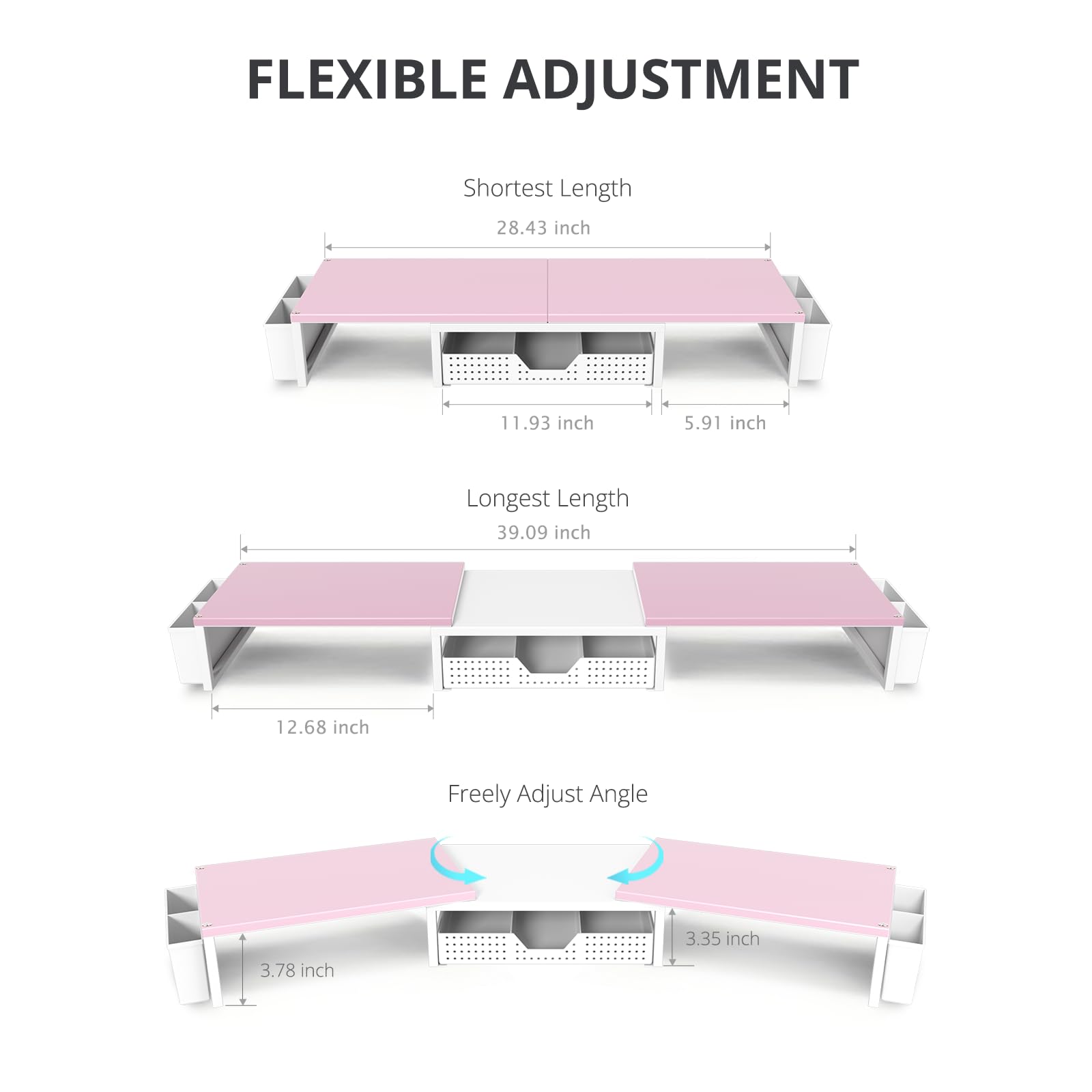 OPNICE Desk Organizers and Accessories, Dual Monitor Stand Riser with Drawer and 2 Pen Holders