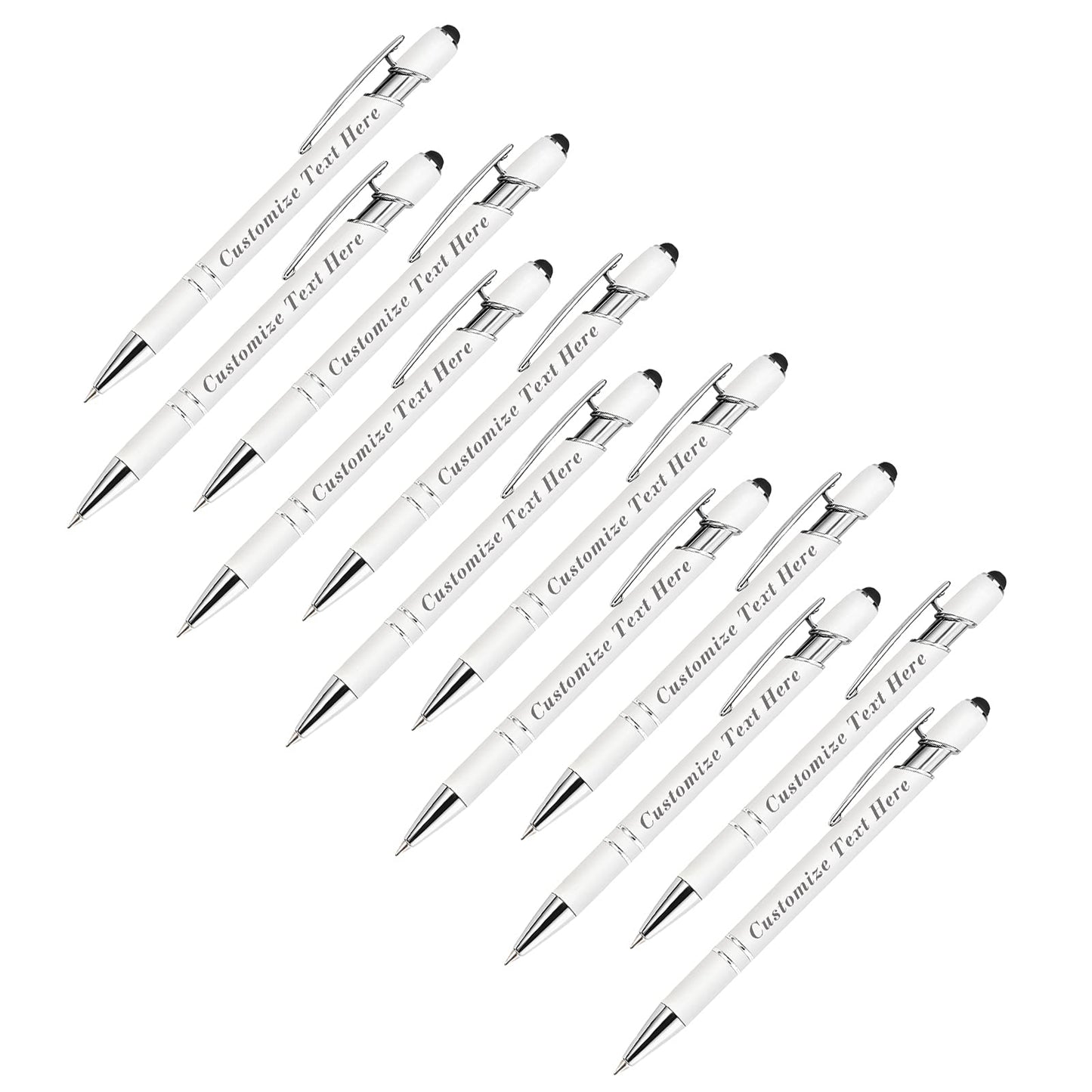 Personalized Pens Bulk with Stylus Tip 12 Pcs Custom Engraving Ballpoint Pens with Name Message