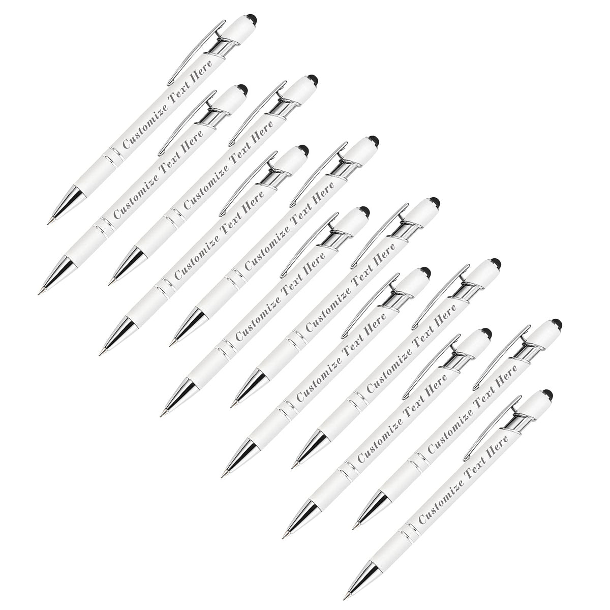 Personalized Pens Bulk with Stylus Tip 12 Pcs Custom Engraving Ballpoint Pens with Name Message