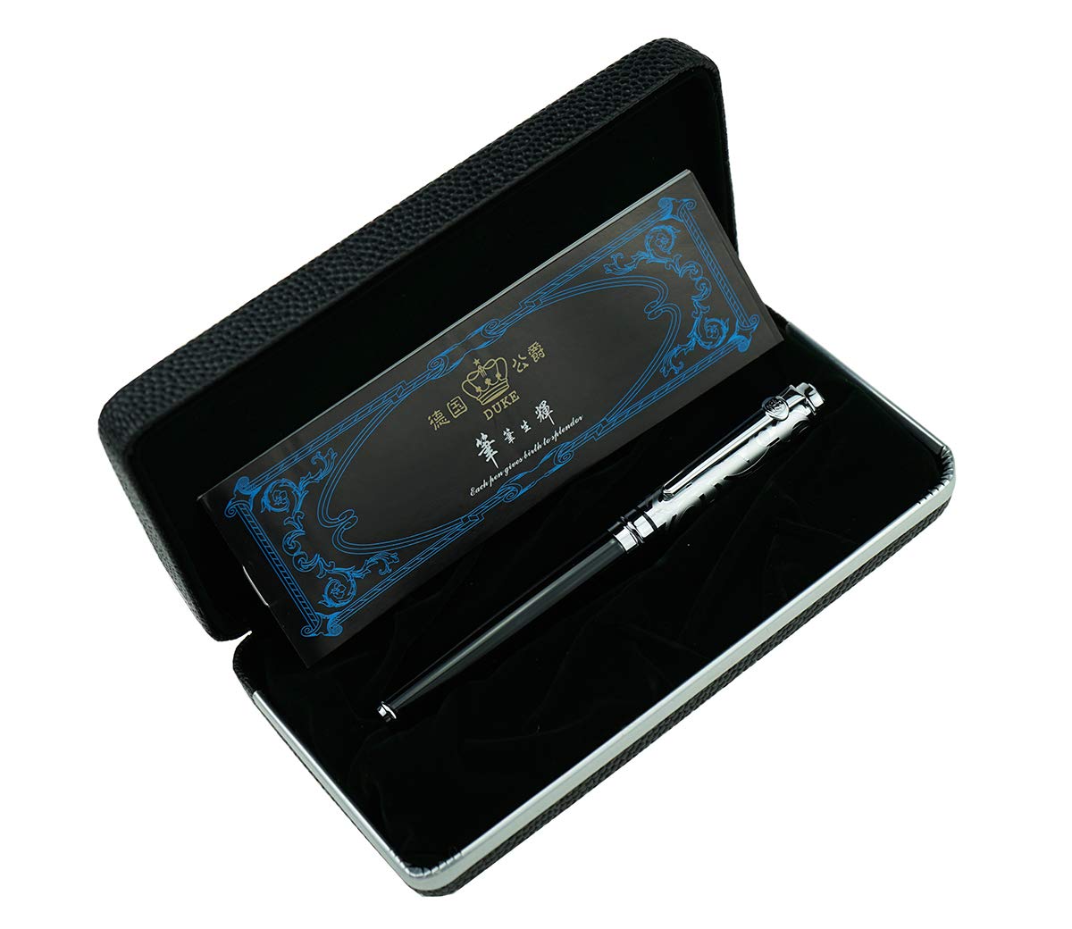 erofa Duke Sapphire Fountain Pen Iridium Medium Nib with Original Gift Box - Electroplated