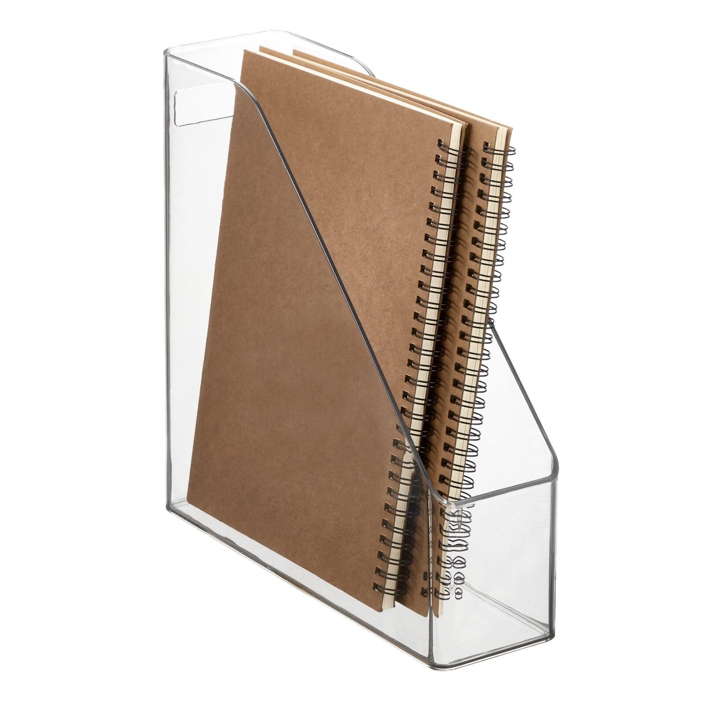 mDesign Plastic Slim Vertical File Folder Storage Organizer Bin with Handle - Hold Notebooks