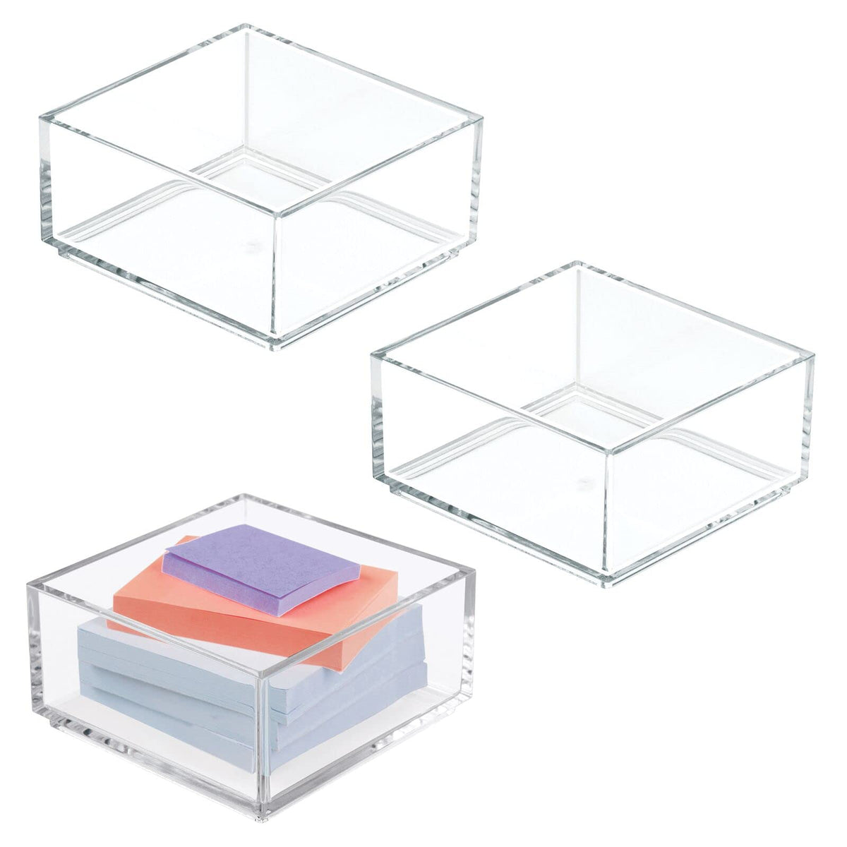 mDesign Plastic Square Desk Organizer - Create Section for Home Office Drawers, Desktop - Holds