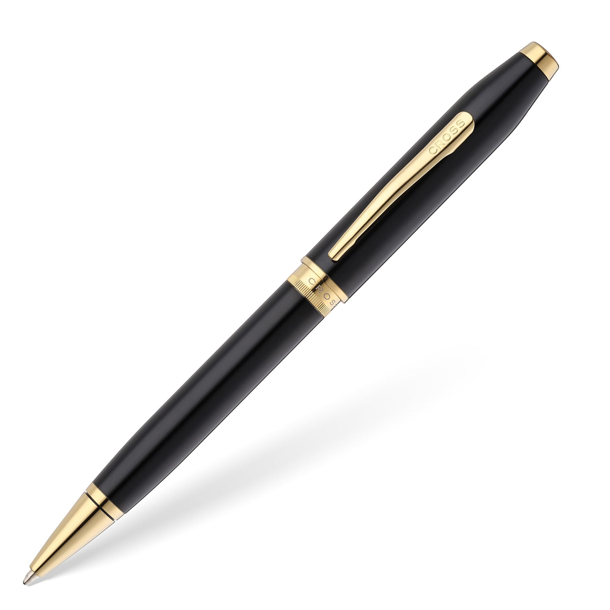 Cross Foundry Glossy Black Gold Ballpoint Pen, Medium Point, Black Ink