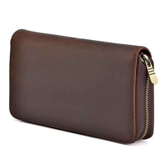 Fountain Pen Leather Pen Case 10 Slots, Crazy Horse Leather Pen Organizer