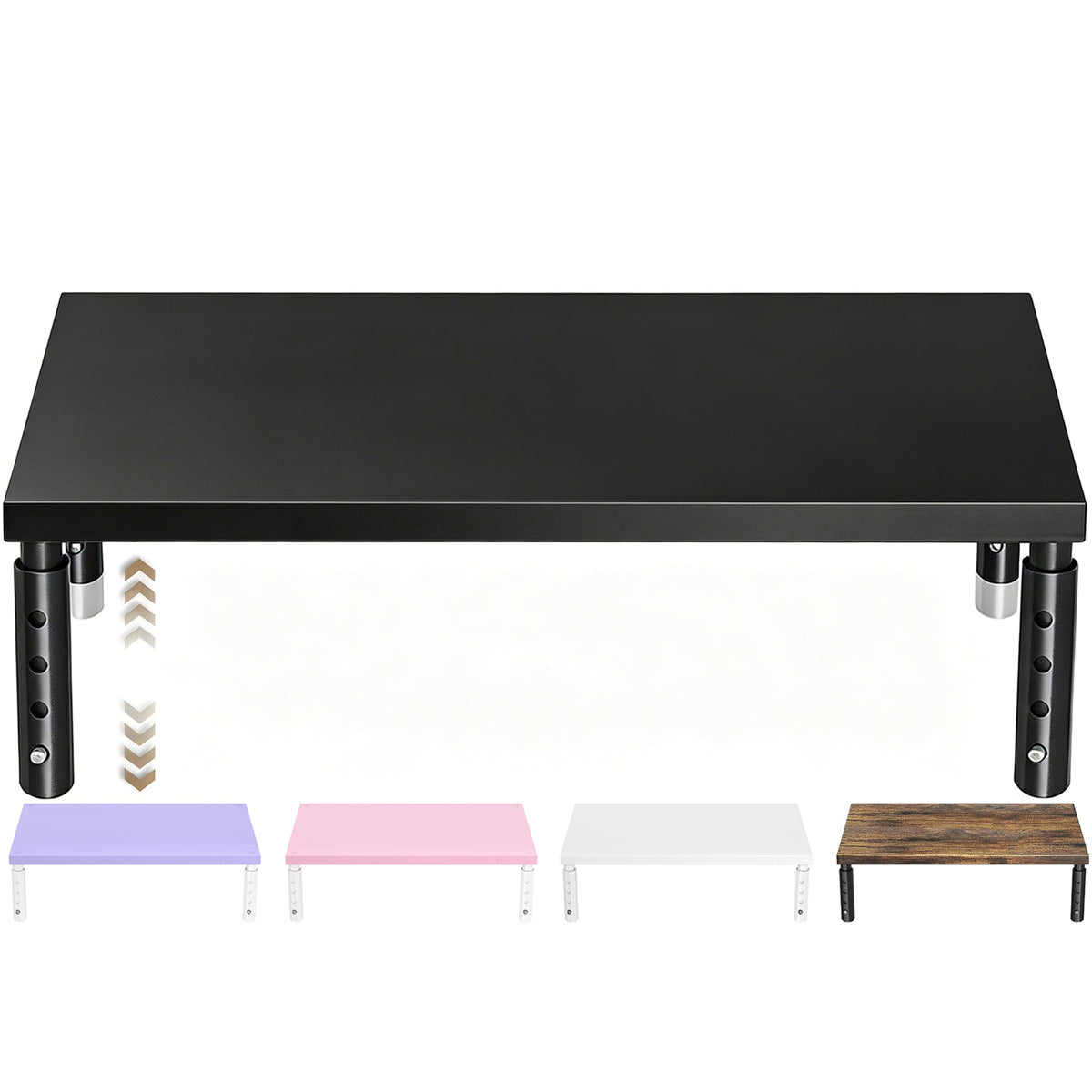 ECOLOVI Adjustable Wood Computer Monitor Stand Riser, Office Desk Organizer and Accessories for