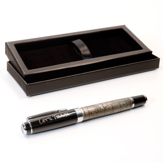 CustomDesign.Shop Personalized Custom Premium World Map Design Metal Pen + Gift Box | Design A
