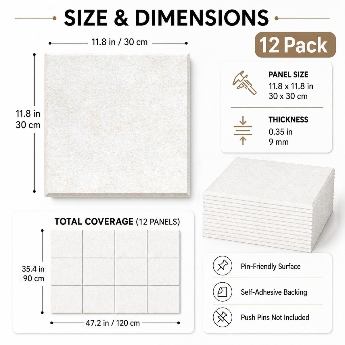 Baysola Felt Bulletin Board Tiles, Cork Board Alternative, 48 x 36 in