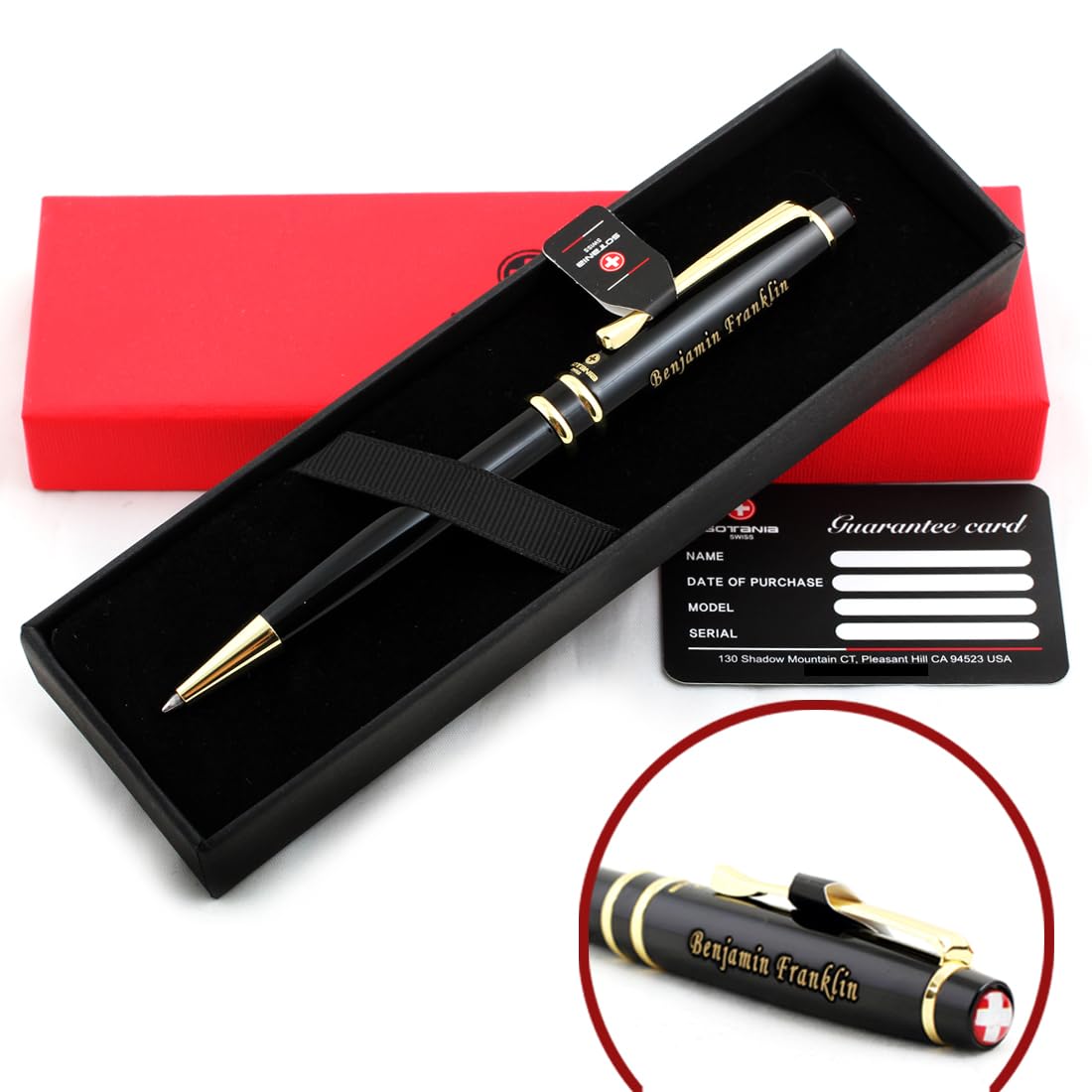 Sotania Swiss Engraved Rollerball Pen – Personalized Gift Pen for Men & Women, Refillable Brass Pen