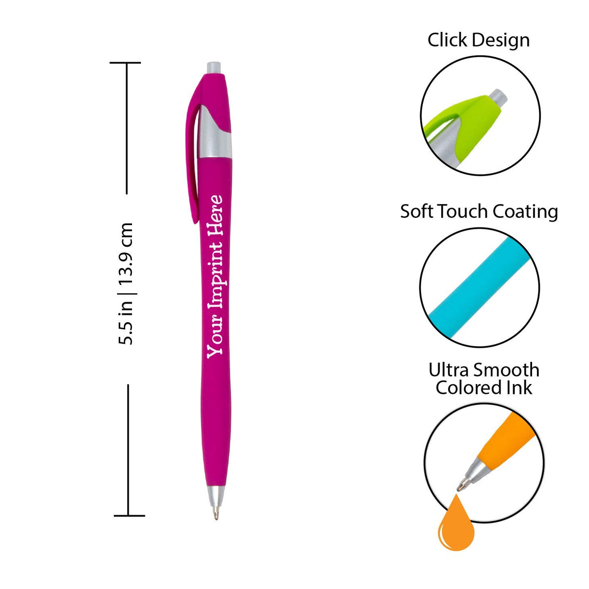 ExpressDesigns™ - Custom Colored Ink Pens Soft-touch | Neon Ink Colors | Personalized Imprinted