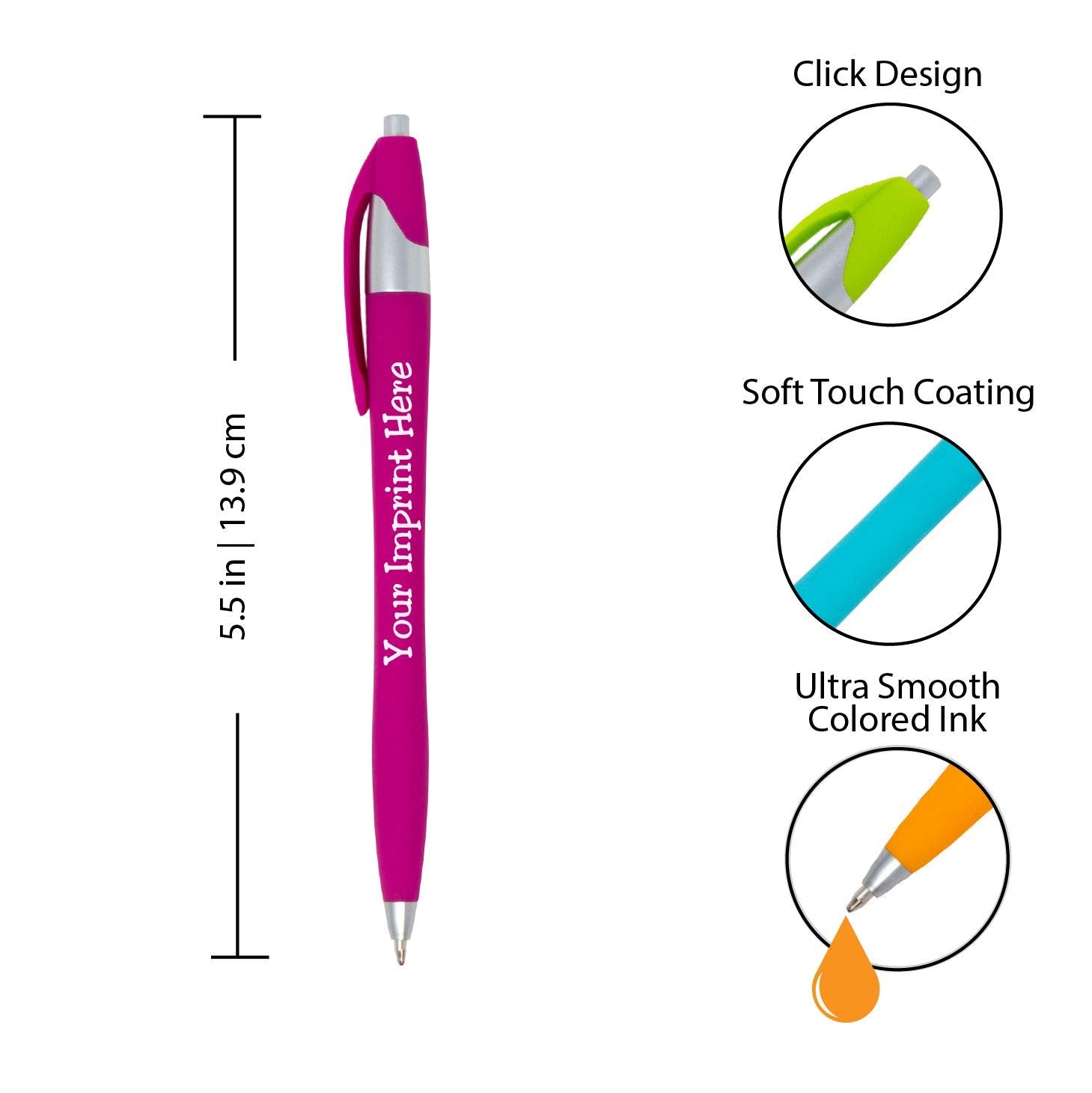 ExpressDesigns™ - Custom Colored Ink Pens Soft-touch | Neon Ink Colors | Personalized Imprinted