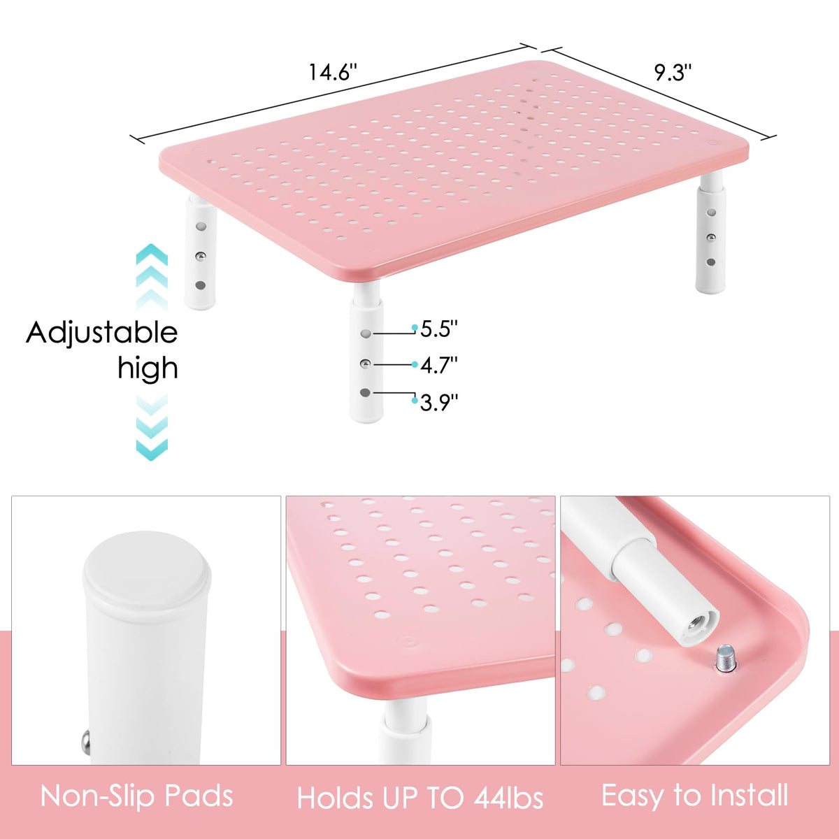 2 Pack Monitor Riser Desktop Stand Flat Screen TV Monitor Stand Pink