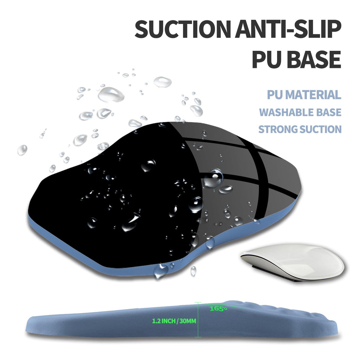 Gleamtide Ergonomic Raised Mouse Pad Wrist Support with Bilateral Slope Memory Foam Mousepad for