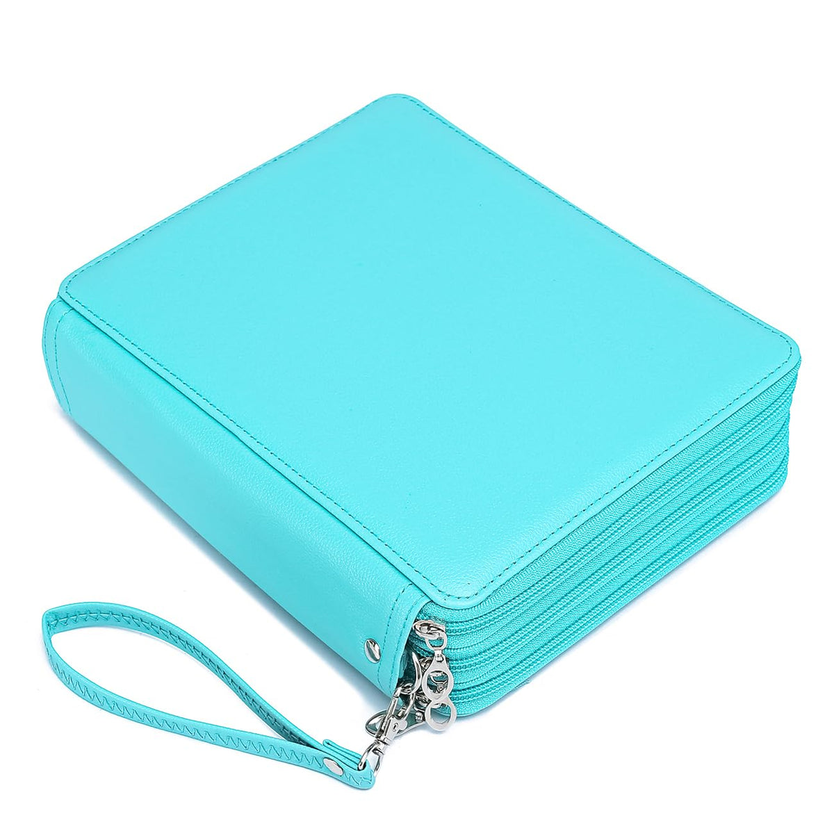 YOUNGCOL Deluxe PU Leather Colored Pencil Case - 120 Slots Pencil Holder with Handle Strap Large