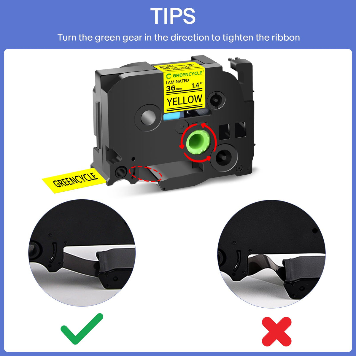GREENCYCLE TZe-661 36mm 1.4 Laminated Yellow Tape Compatible for Brother P-Touch Label Maker Tape