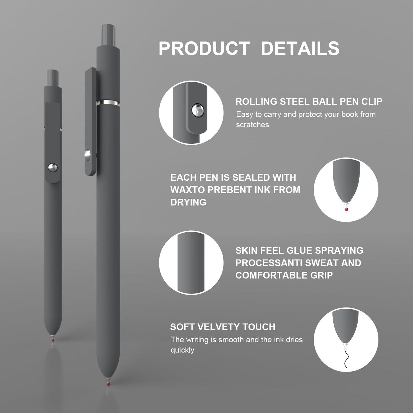 Kairsory Gel Pens,0.5mm Fine Point Tip,Quick Drying Ink, Aesthetic Cute Office School Supplies