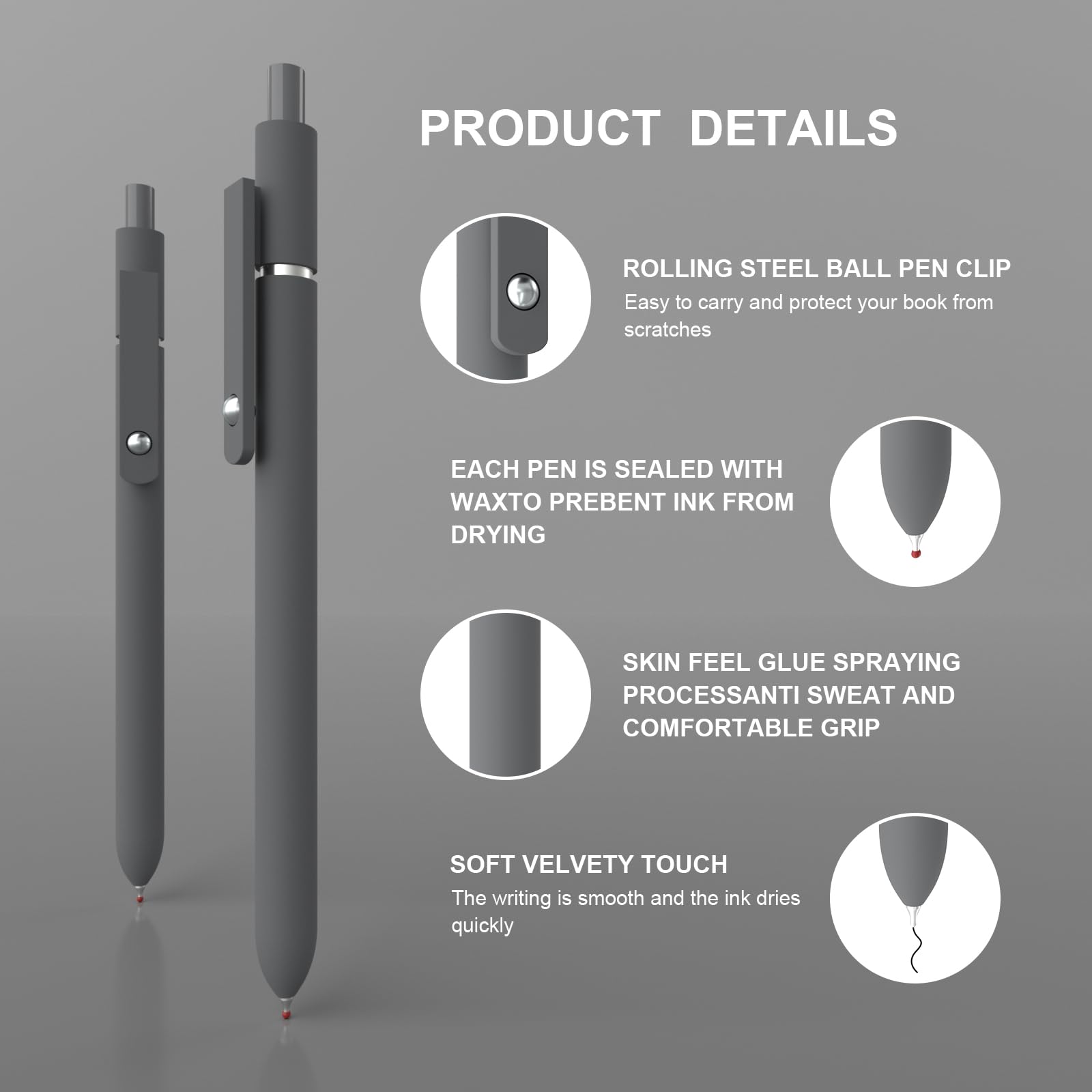 Kairsory Gel Pens,0.5mm Fine Point Tip,Quick Drying Ink, Aesthetic Cute Office School Supplies