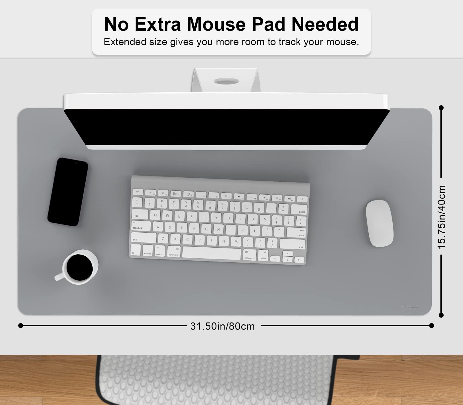 MoKo Desk Mat,Dual-Sided Office Desk Pad Waterproof,Light Gray+Silver
