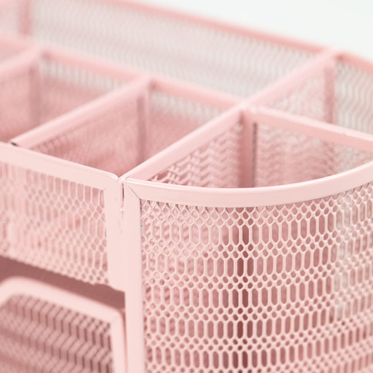 BLU MONACO | Pink Desk Organizers Metal Mesh Stationery Holder | Wire Mesh Desk Organizer with