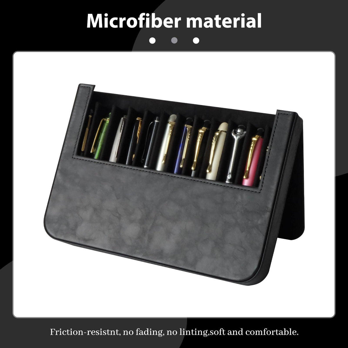 PU Leather Fountain Pen Case, 12-Slot Pen Storage Tray, Organizer(black)