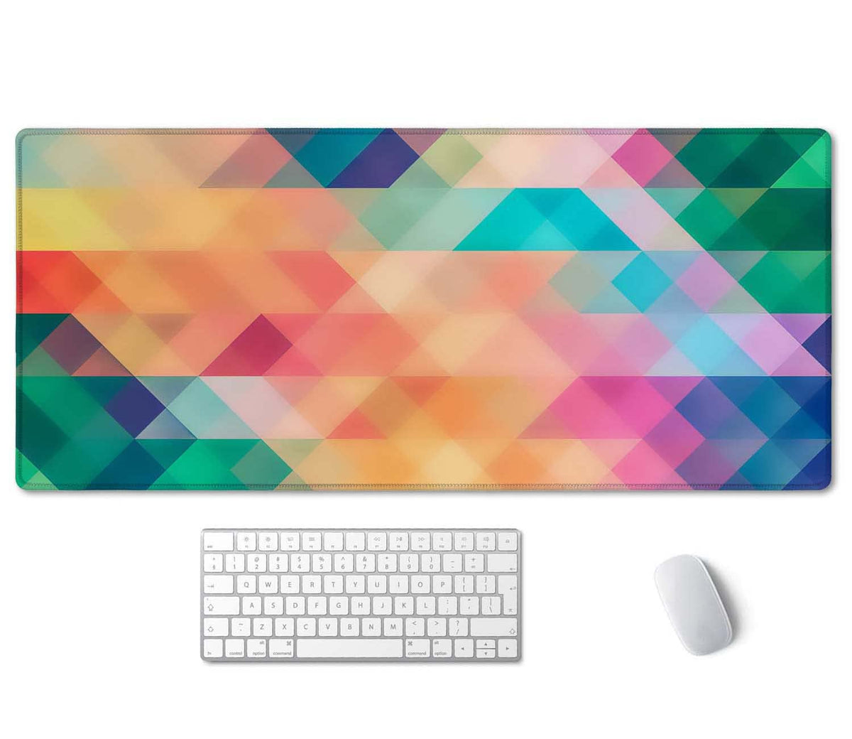SSOIU Colorful Triangles Print Extended Gaming Mouse Pad (35.5x15.7 in), Large Non-Slip Rubber Base