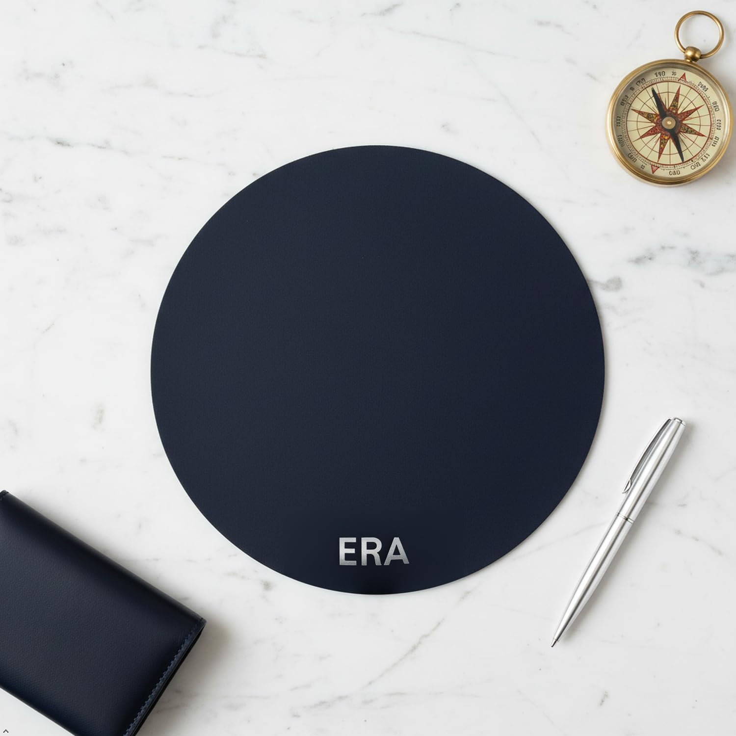 Northwind Personalized Full Grain Leather Round Mouse Pad, 8.5 Inch
