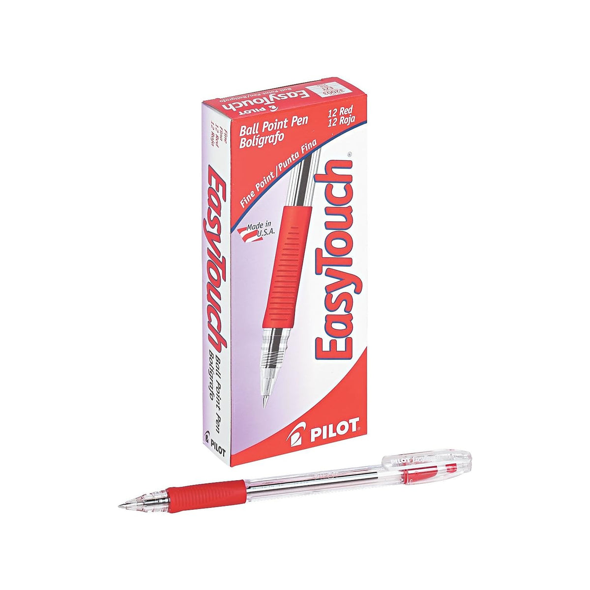 PILOT EasyTouch Ballpoint Stick Pens, Fine Point, Red Ink, 12-Pack (32003)
