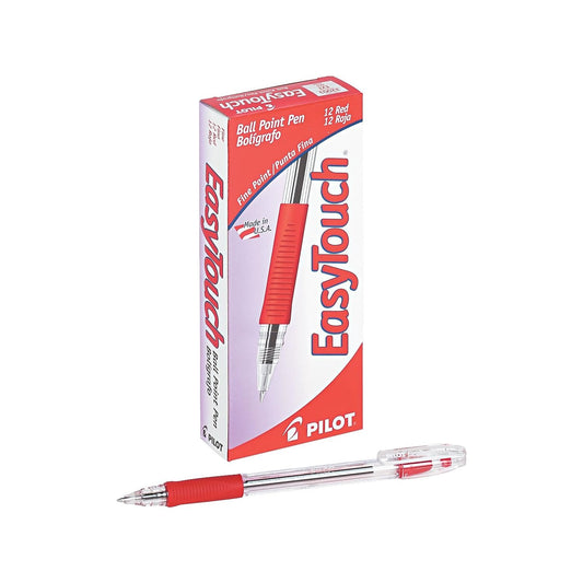 PILOT EasyTouch Ballpoint Stick Pens, Fine Point, Red Ink, 12-Pack (32003)
