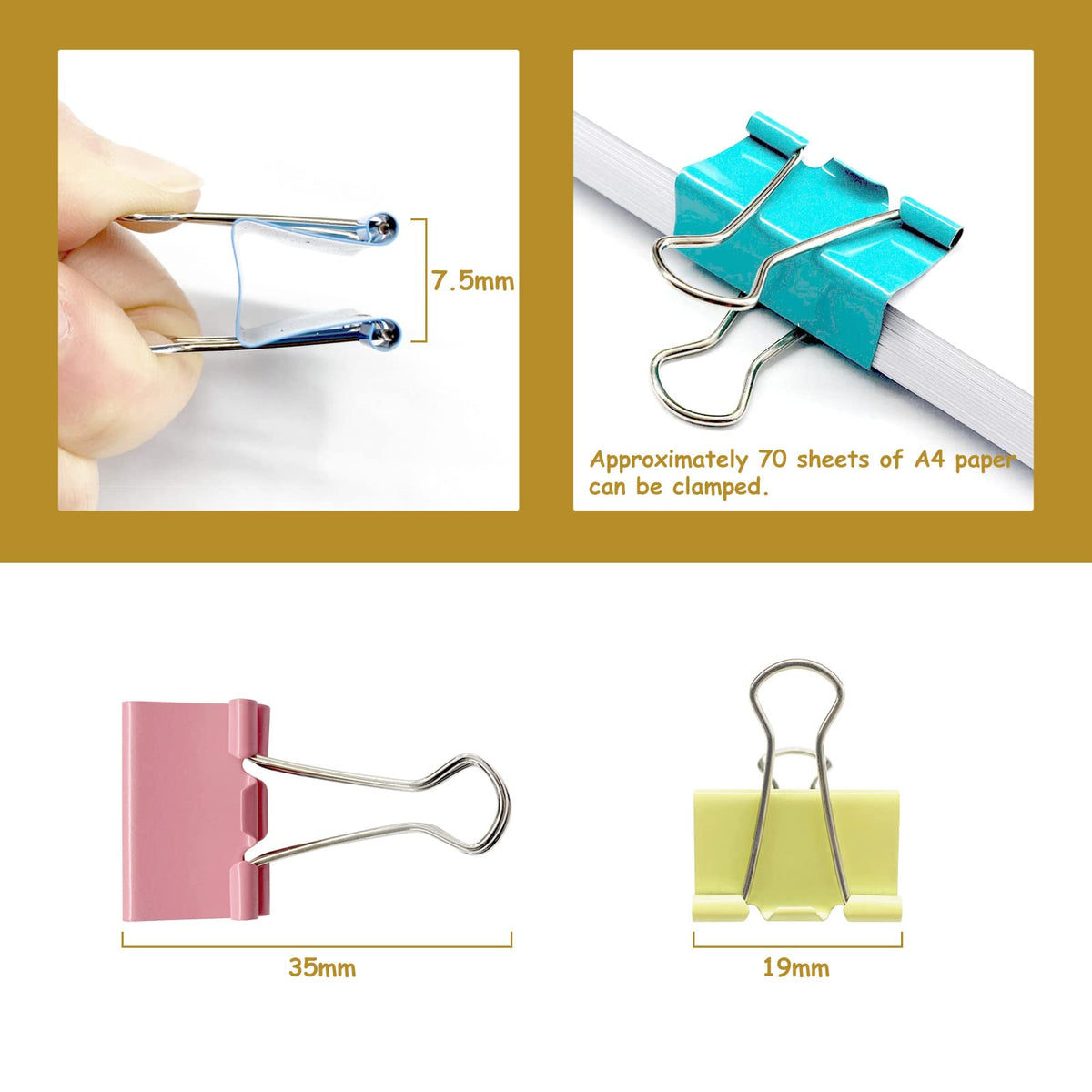 Ykimok 120 Pcs Colored Binder Clips, 3/4inch(19mm), Small Size for Office Supplies, 4 Vibrant Colors