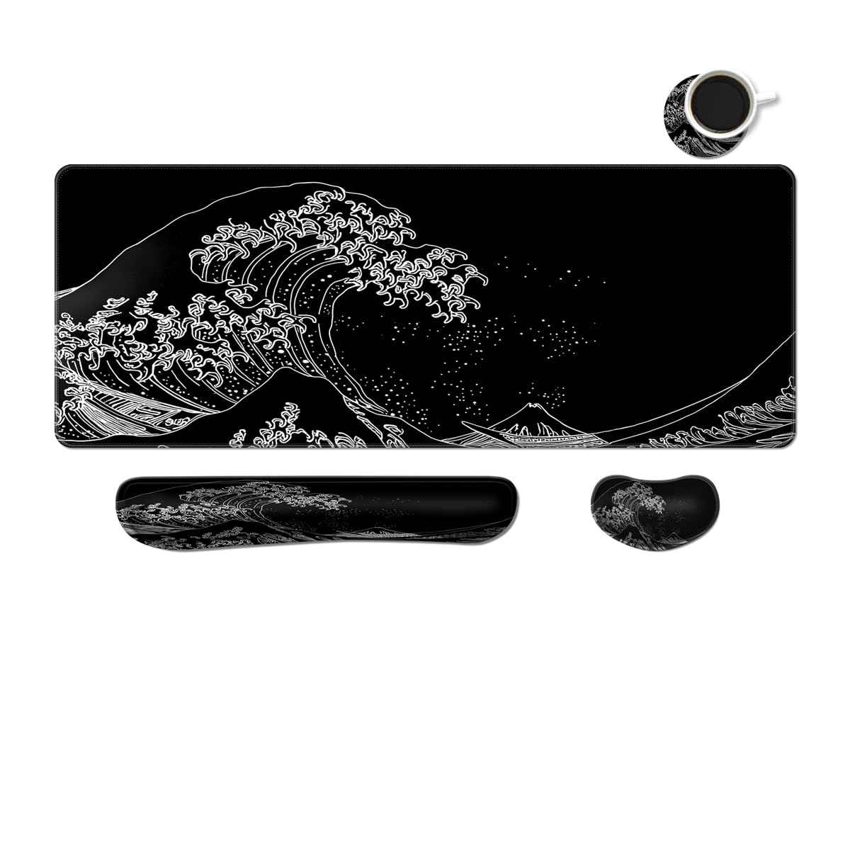 MIBITRI Keyboard Mouse Pad Set, Extended Gaming Mouse Pad+Ergonomics Keyboard Wrist Rest Support