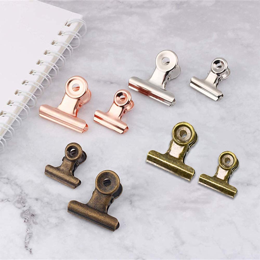 Bulldog Clips with Hole for Push-pin, Paper File Clips with Strong Spring, Small Metal Binder