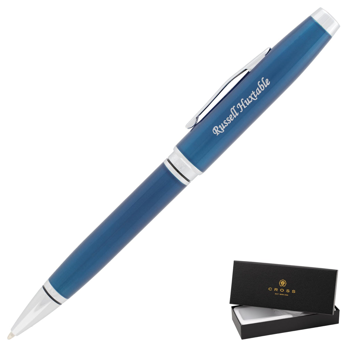 Cross Coventry Personalized Ballpoint Pen in Blue Lacquer with Chrome Trim