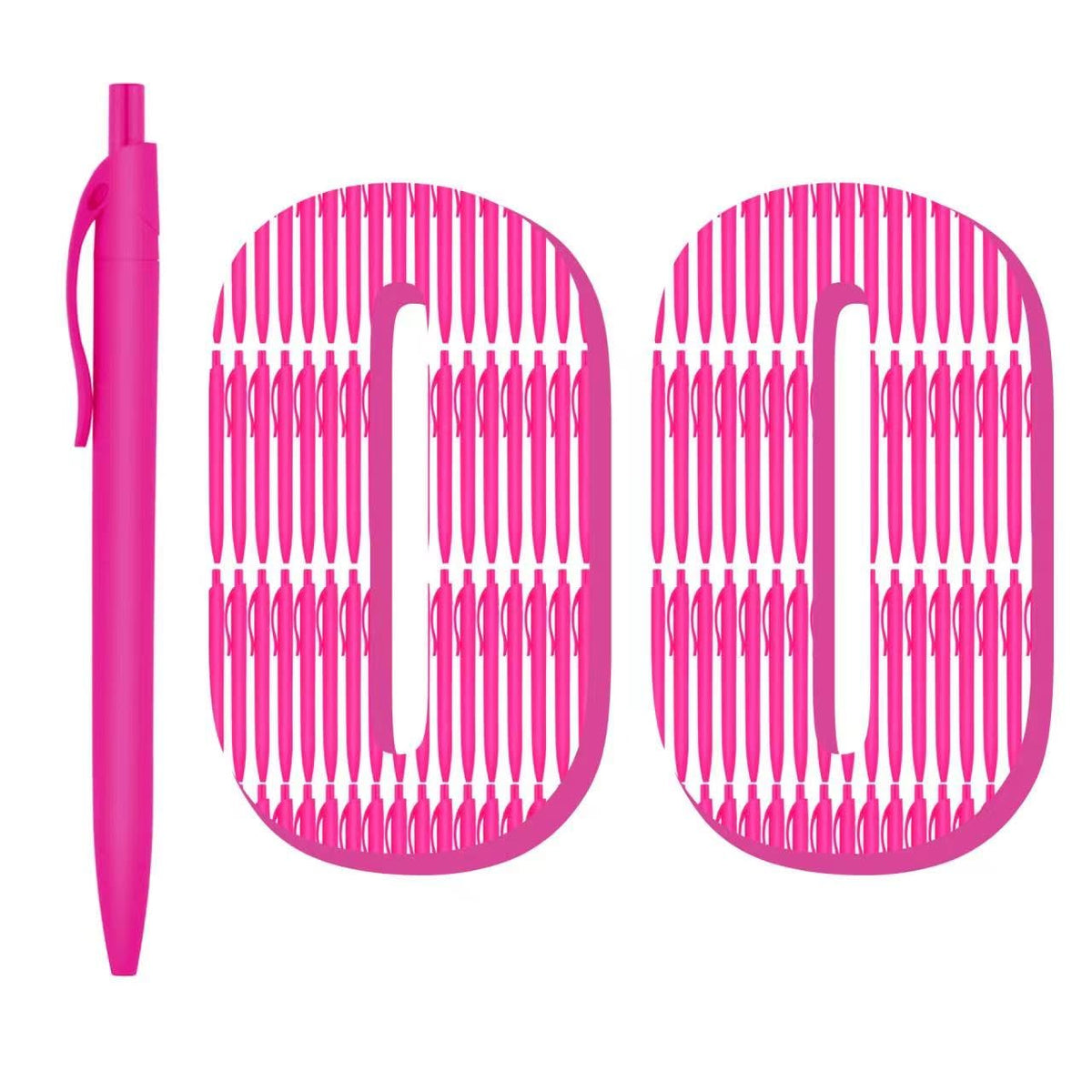 Deegtran Pens Bulk, 100 Pack No Bleed Hot Pink Barrel Click Pens, Wholesale Retractable Ballpoint