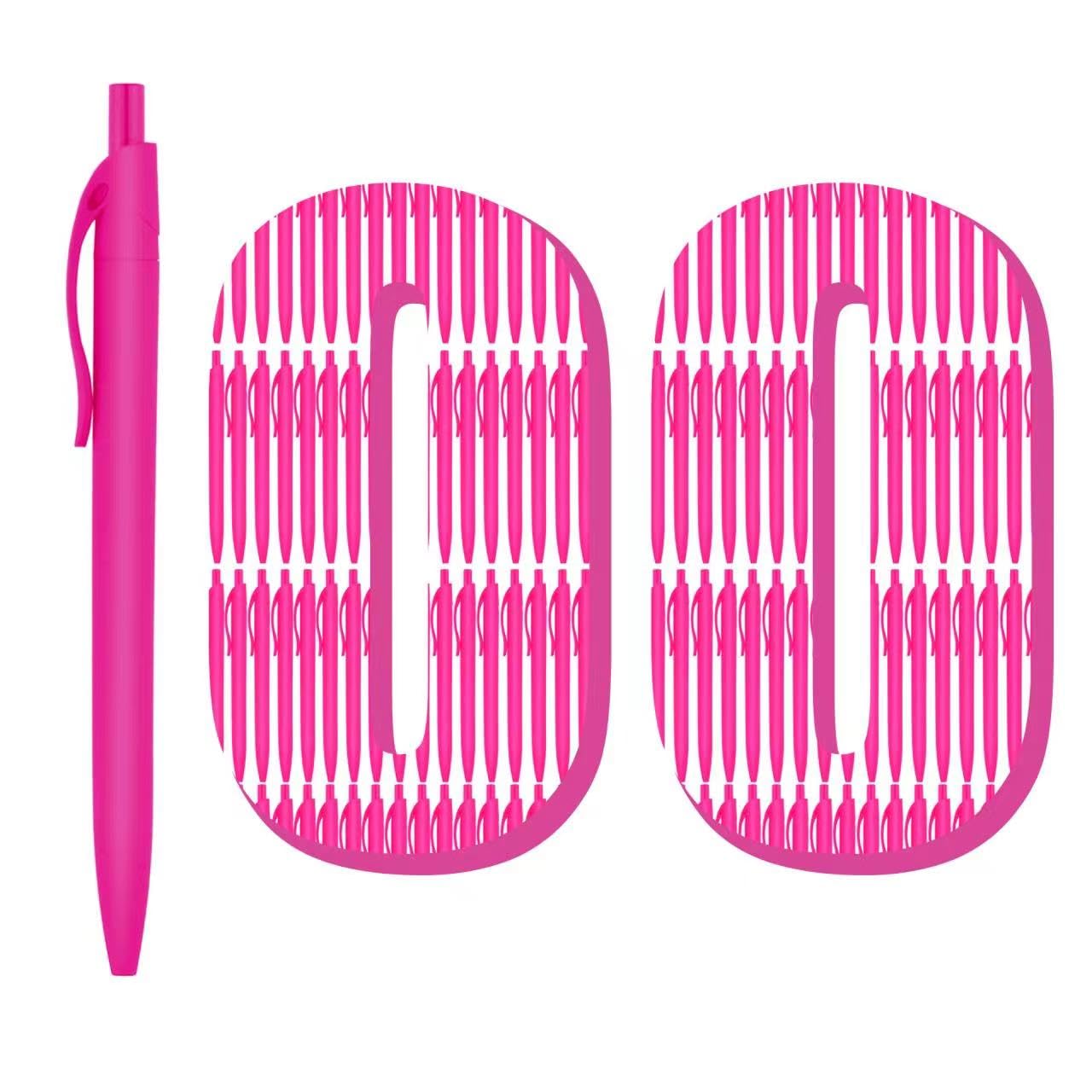 Deegtran Pens Bulk, 100 Pack No Bleed Hot Pink Barrel Click Pens, Wholesale Retractable Ballpoint