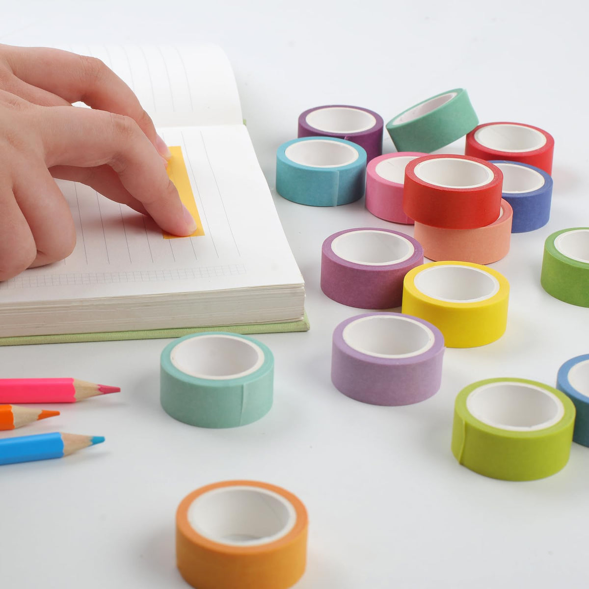 Phinus Washi Tape Set, 16 Pack Decorative Tape, Multicolor, 15mm x 3m, Reusable, Ideal for Gift