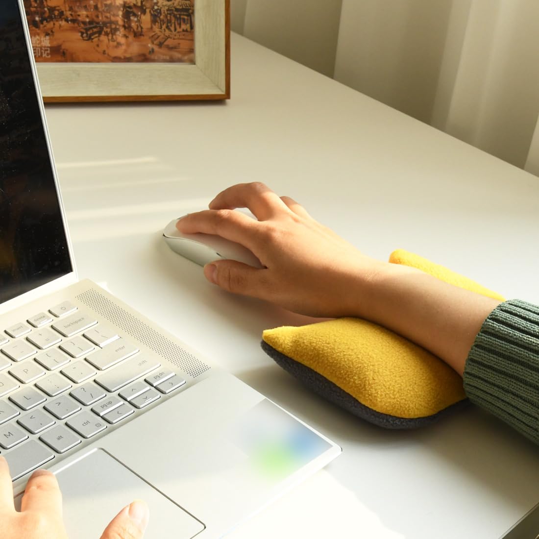 Large Mouse Wrist Rest Bean Bag, Ergonomic Mouse Support Pad Filled Ergo Beads for Computer