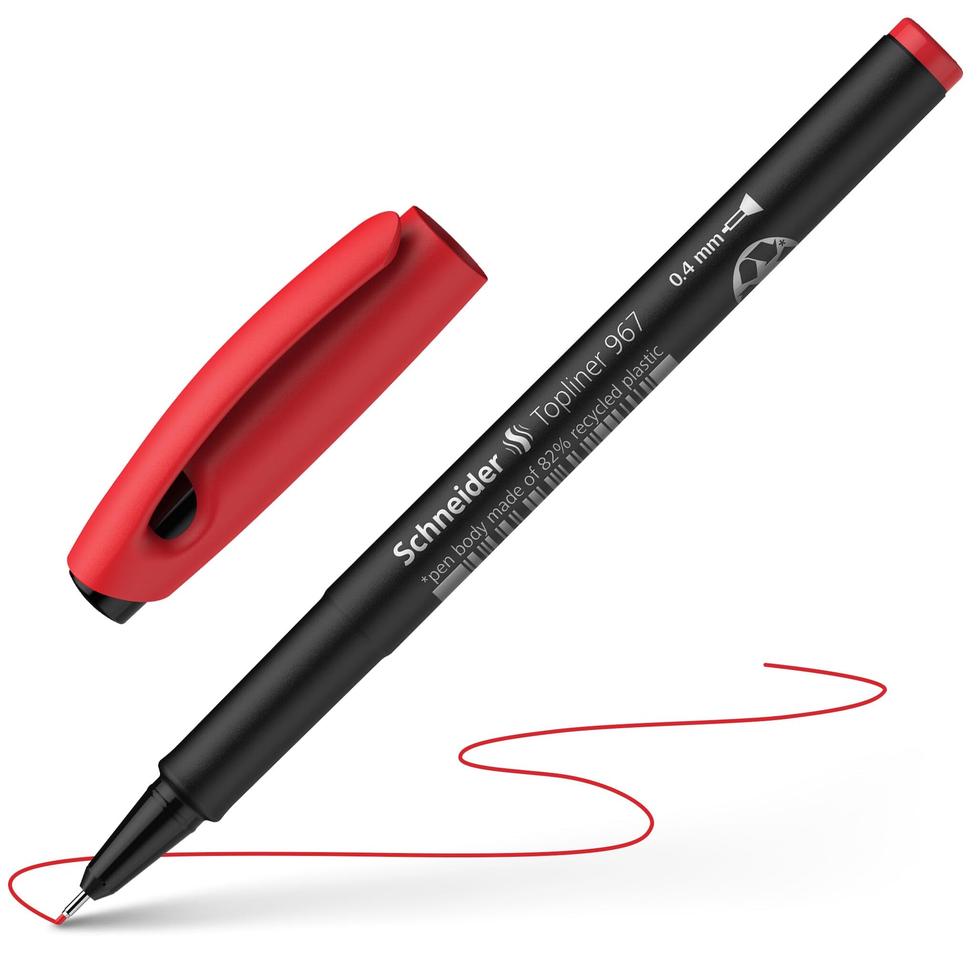 Schneider Topliner 967 Fineliner Pen - Red (Pack of 10)