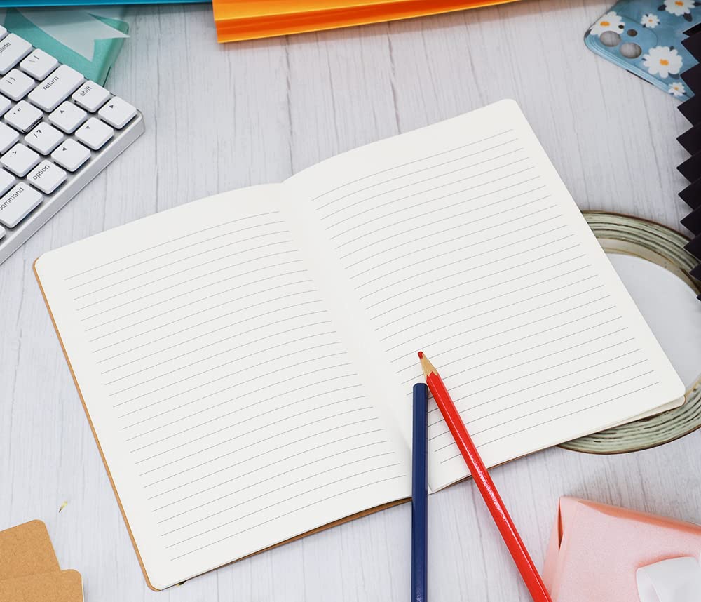 Wotion Kraft Lined Notebook 32 Pack, A5 Journal, 8.3" x 5.5", 60 Pages Thick No Bleed Paper, Soft