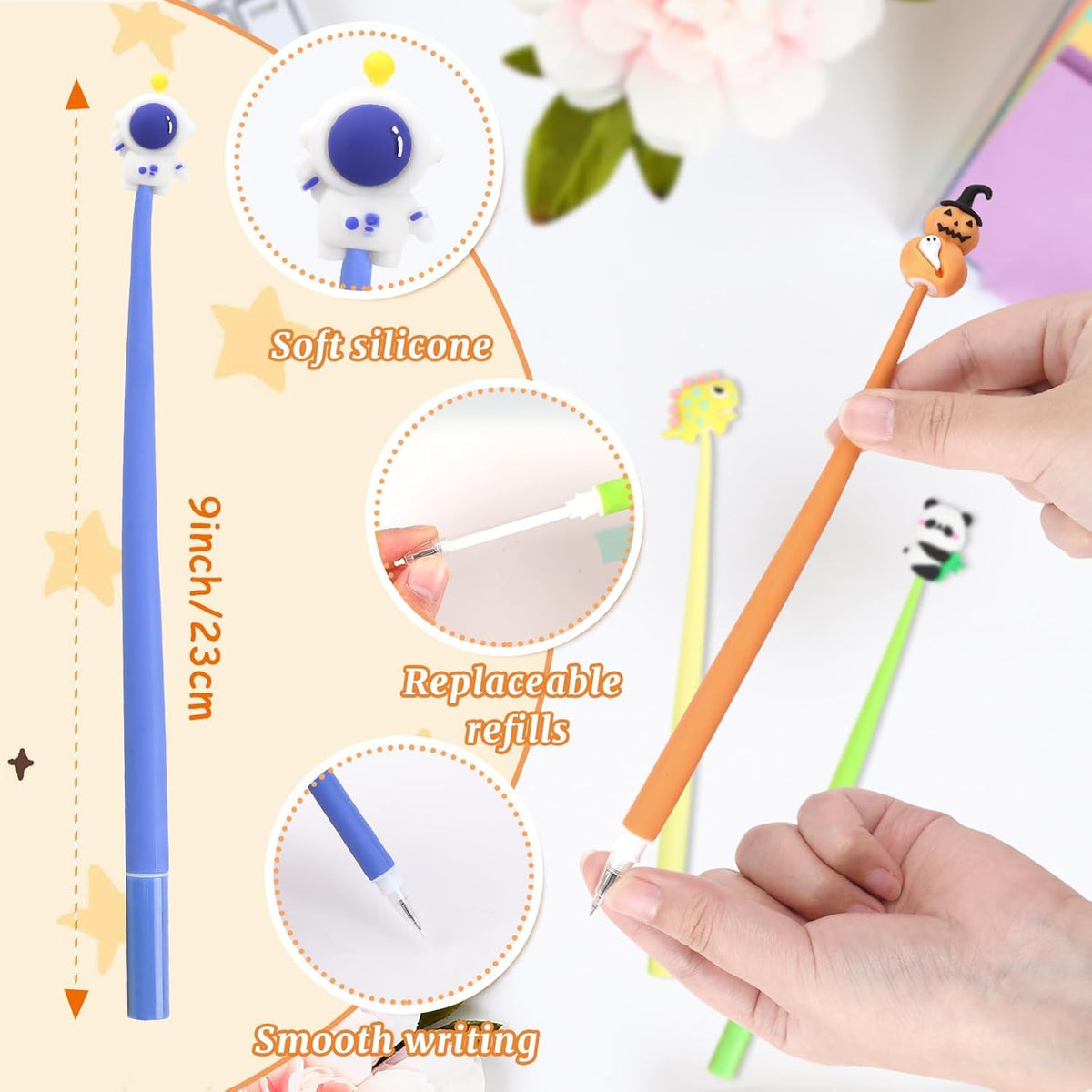 SANNIX 50Pcs Squishy Pens, Cute Fun Pens, Cartoon Bobblehead Pen