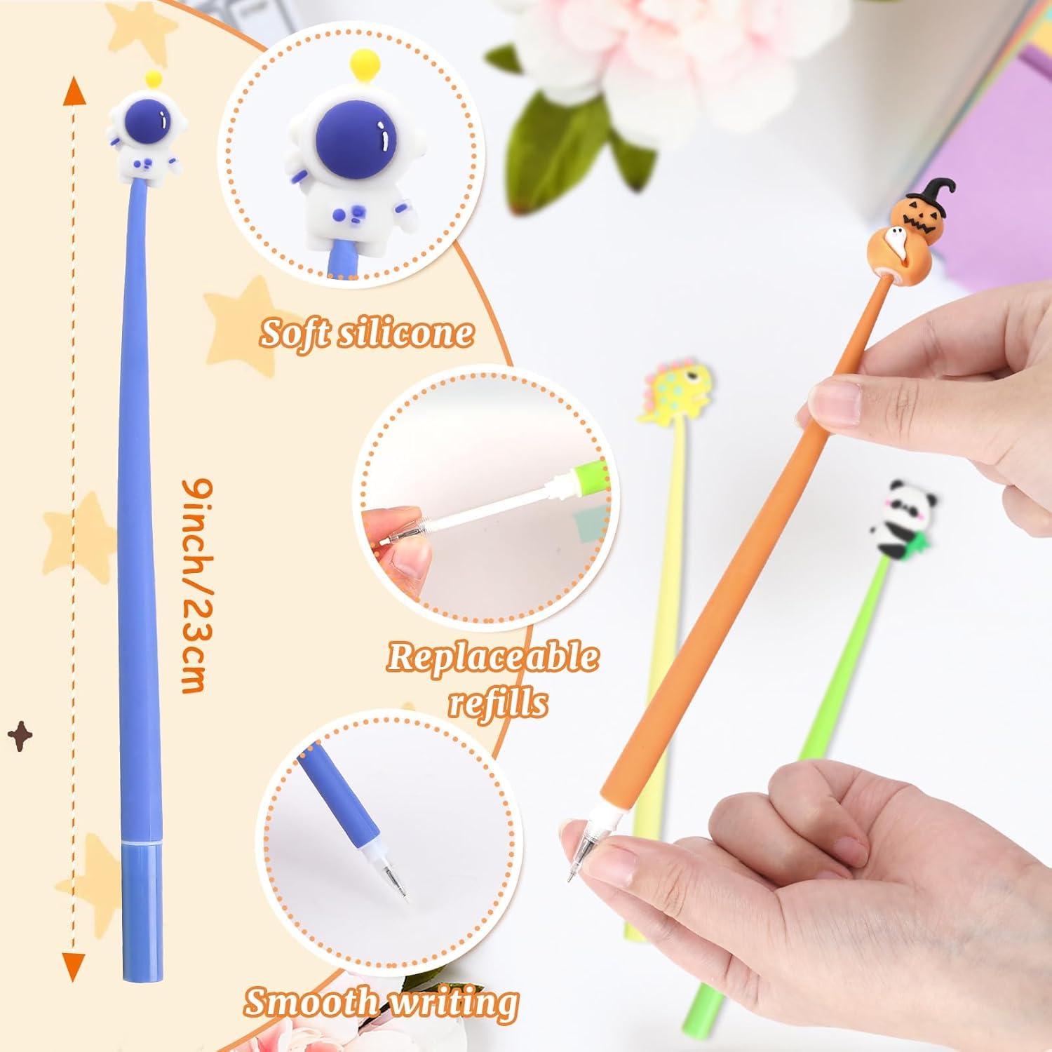 SANNIX 50Pcs Squishy Pens, Cute Fun Pens, Cartoon Bobblehead Pen