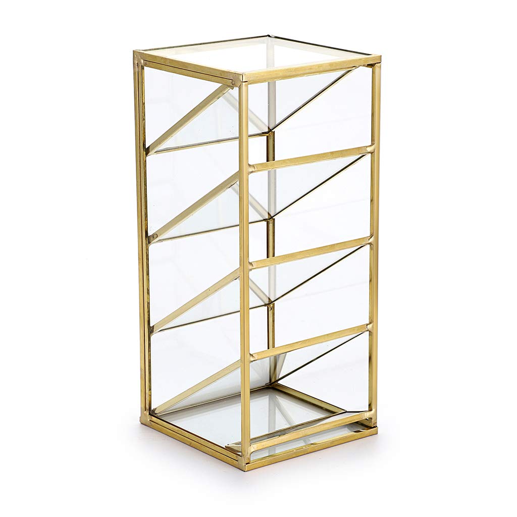 Hipiwe Gold Makeup Brush Holder - 4 Slots Glass Pen Pencil Organizer
