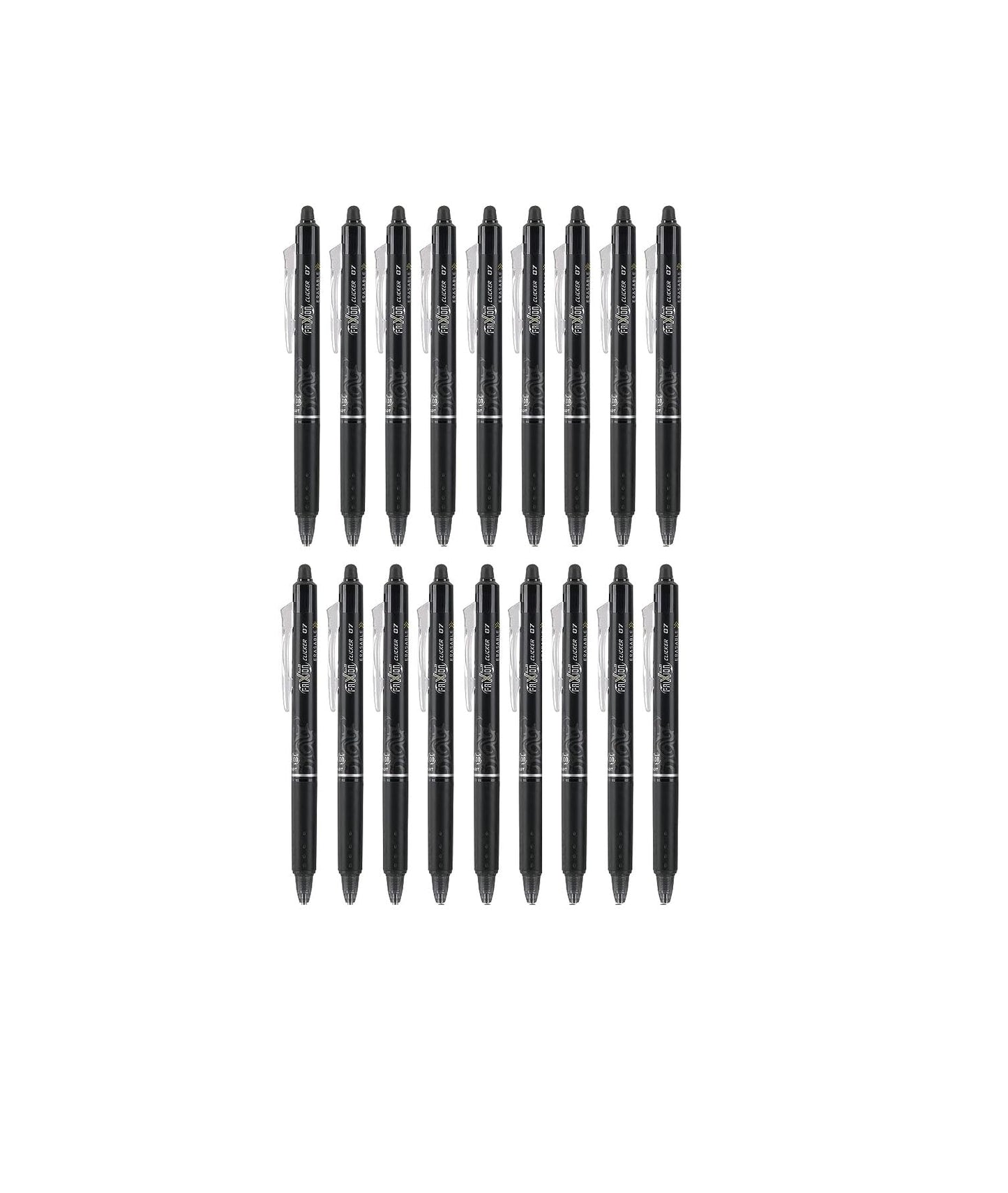 Pilot FriXion Clicker Erasable Pens, Fine Point 0.7 mm, Black Ink, 18-Pack