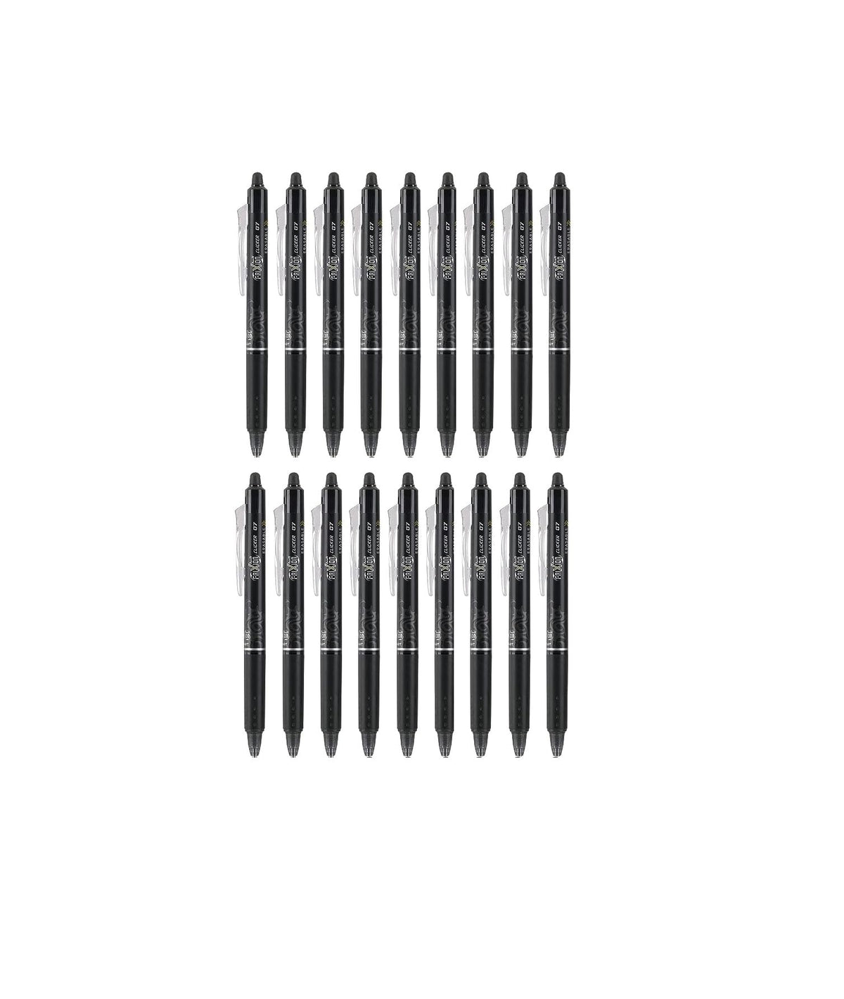 Pilot FriXion Clicker Erasable Pens, Fine Point 0.7 mm, Black Ink, 18-Pack