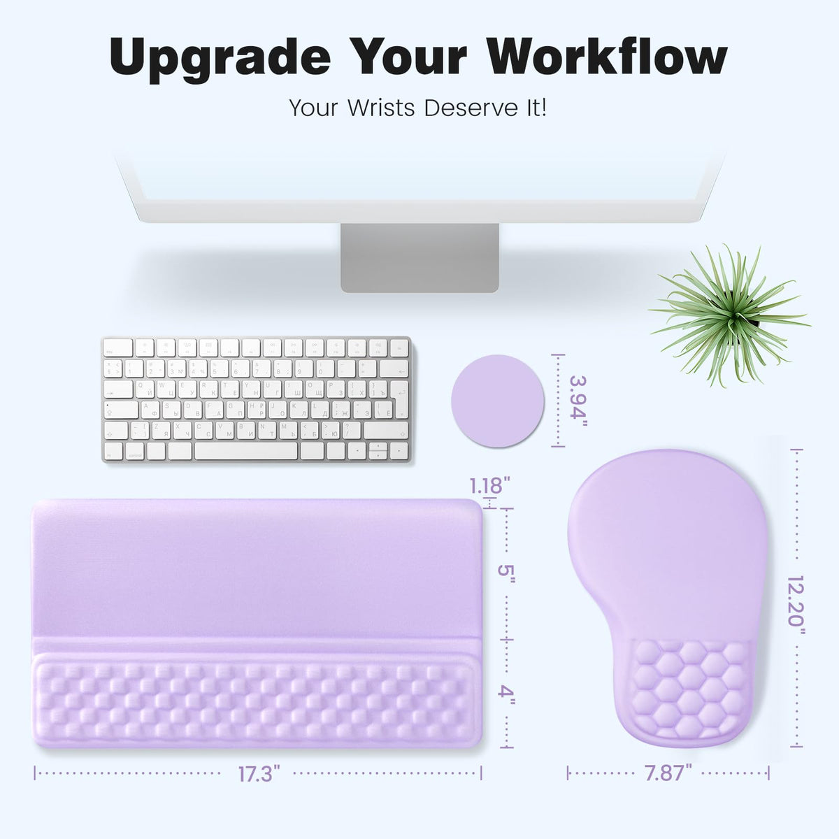Ospelelf Ergonomic Mouse Pad and Keyboard Stand Wrist Rest Set, Memory Foam Comfort, Pain Relief