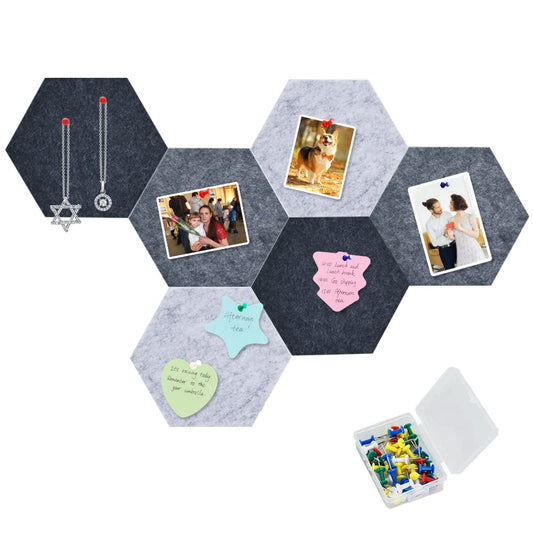 Vuzvuv 6Pcs Cork Bulletin Board for Wall Office-Hexagon Grey