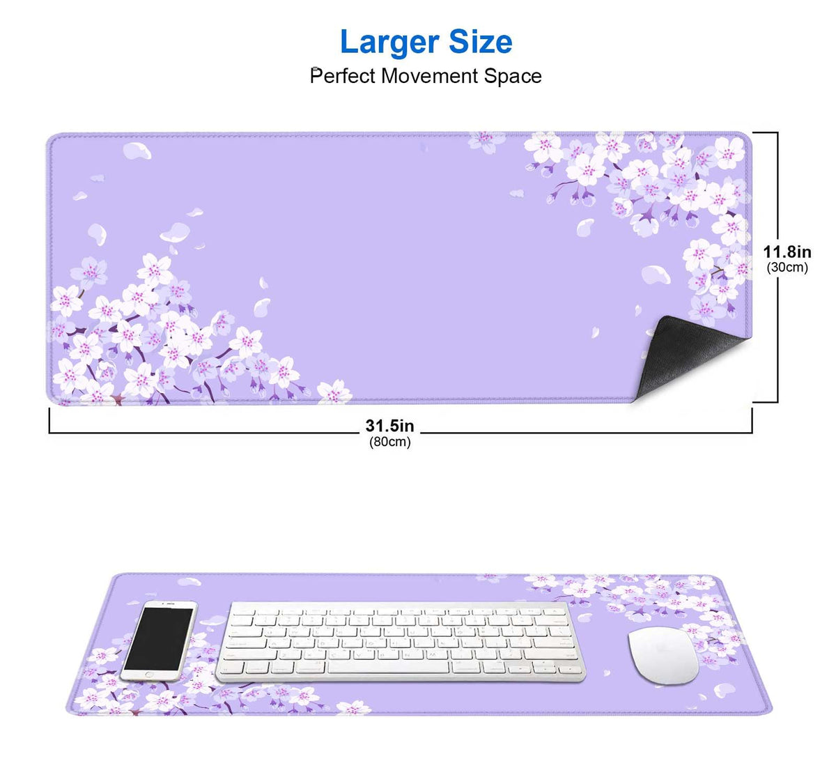 IMAYONDIA Sakura Japanese Desk Mat, Cherry Blossom Large Gaming Mouse Pad, Elegant Floral Mousepad